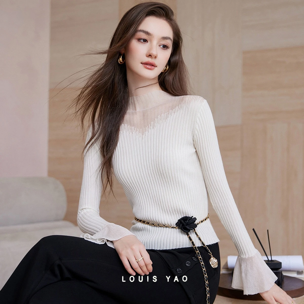 Женский вязаный свитер LOUIS YAO из смесовой шерсти с расклешенными рукавами, весна 2026, сладкий стиль, приталенный крой, пуловеры с обычными плечами
Женский вязаный свитер LOUIS YAO из смесовой шерсти с расклешенными рукавами, весна 2026, сладкий стиль, приталенный крой, пуловеры с обычными плечами