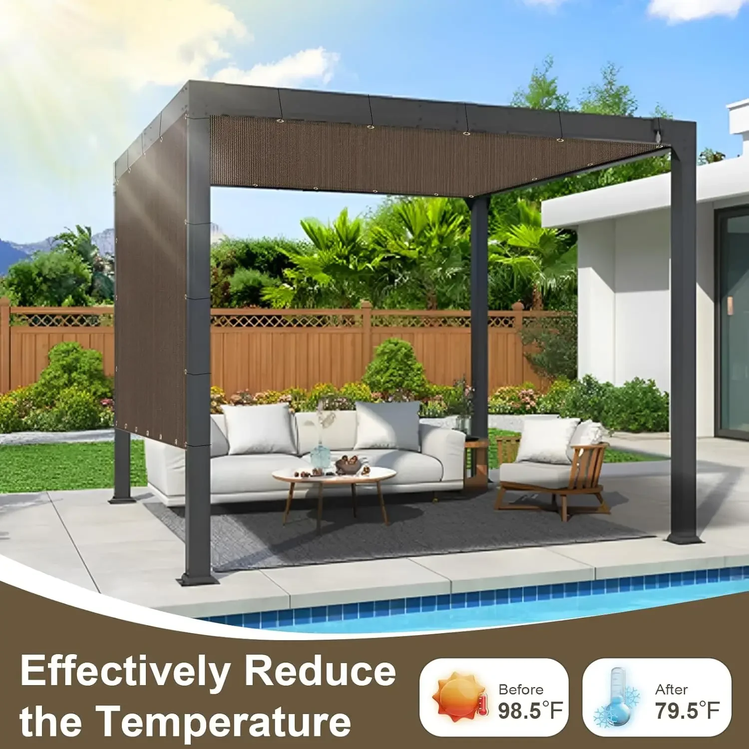 LOVE STORY Custom Size 9x13 FT Sun Shade Cloth with Grommets Pergola Shade Cover 95% UV Protection for Patio Outdoor, Brown (Cus
LOVE STORY Custom Size 9x13 FT Sun Shade Cloth with Grommets Pergola Shade Cover 95% UV Protection for Patio Outdoor, Brown (Cus