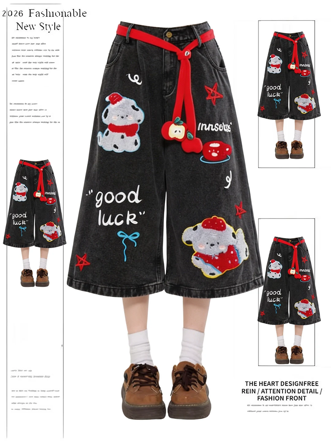 Retro American Cute Dog Embroidery Seven-Foot Jeans Shorts Women Summer Loose Straight Leg Wide Leg Medium Pants
Retro American Cute Dog Embroidery Seven-Foot Jeans Shorts Women Summer Loose Straight Leg Wide Leg Medium Pants