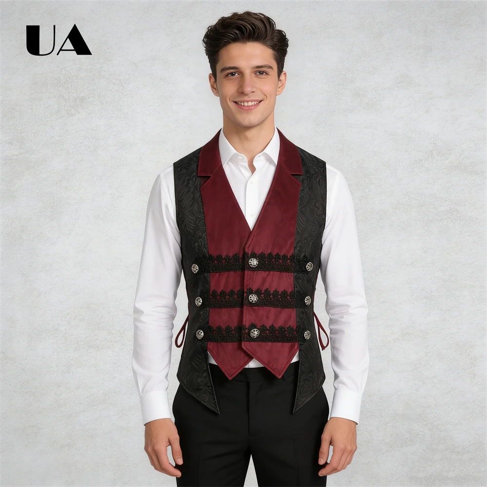 ULBYANRY Black Red Jacquard Waistcoat High Street Trendy Wear Costume Vest S-2XL
ULBYANRY Black Red Jacquard Waistcoat High Street Trendy Wear Costume Vest S-2XL