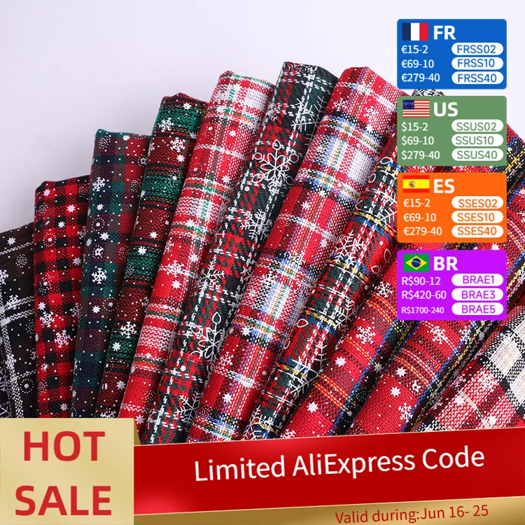 Christmas fabric polyester cotton Knitted cloth snowflake printing cashmere plaid fabric for Christmas decoration DIY dress
Christmas fabric polyester cotton Knitted cloth snowflake printing cashmere plaid fabric for Christmas decoration DIY dress