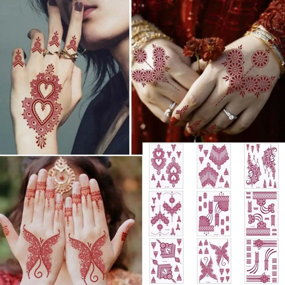 Red Mehndi Stickers Henna Tattoo Stickers Lace Fake Tattoo Wedding Tool Temporary Tattoo Legs Arm India Flower
Red Mehndi Stickers Henna Tattoo Stickers Lace Fake Tattoo Wedding Tool Temporary Tattoo Legs Arm India Flower