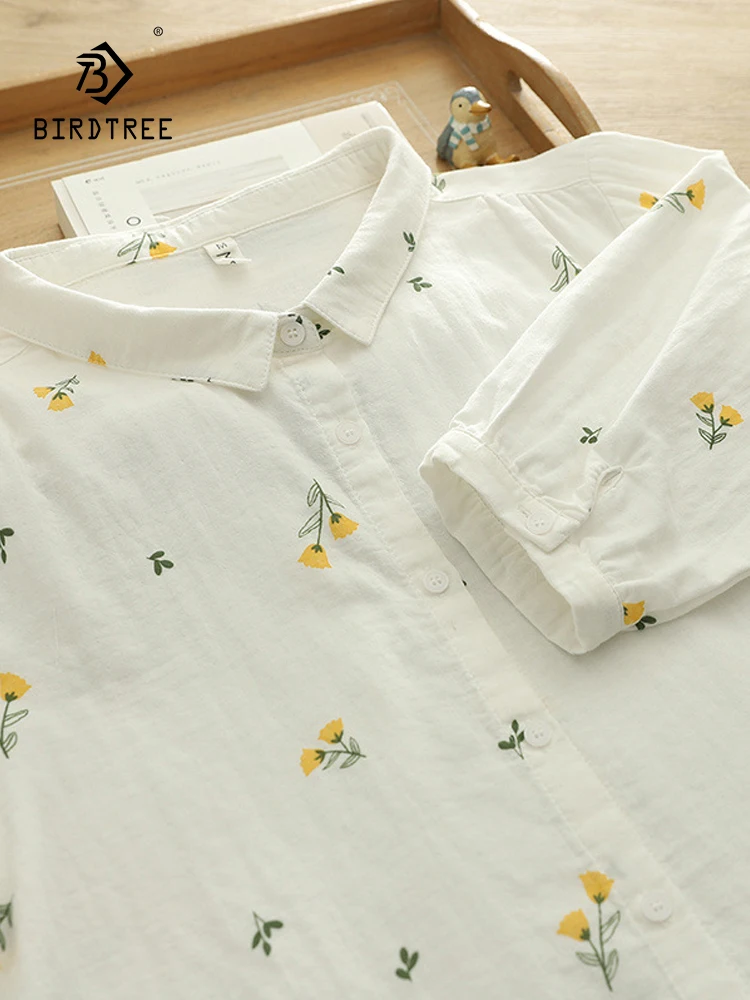 New 2025 Summer Cotton Half Sleeve Shirt, Women Turn-down Collar Floral Print, Mori Girl Casual Versatile Loose Blouse T54859CC
New 2025 Summer Cotton Half Sleeve Shirt, Women Turn-down Collar Floral Print, Mori Girl Casual Versatile Loose Blouse T54859CC