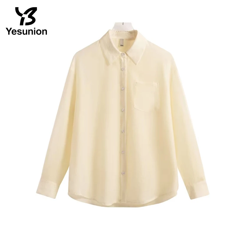 Летняя женская модная офисная одежда, свободные шелковые рубашки, легкий солнцезащитный однотонный топ на пуговицах, элегантные молодежные женские топы
Летняя женская модная офисная одежда, свободные шелковые рубашки, легкий солнцезащитный однотонный топ на пуговицах, элегантные молодежные женские топы