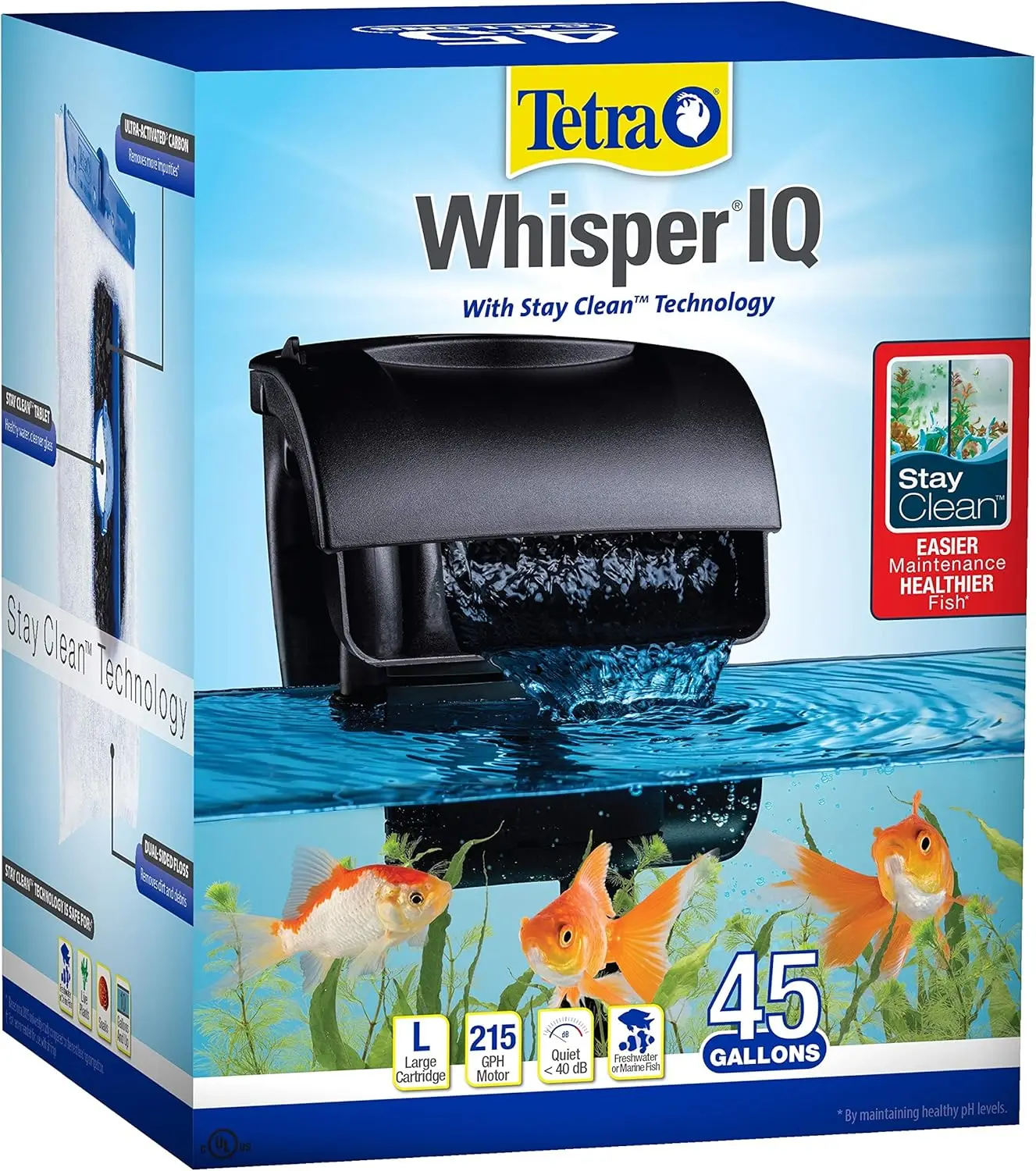 Quiet 45-Gallon Aquarium Filter, 215 GPH, Self-Priming with Stay Clean Technology
Quiet 45-Gallon Aquarium Filter, 215 GPH, Self-Priming with Stay Clean Technology