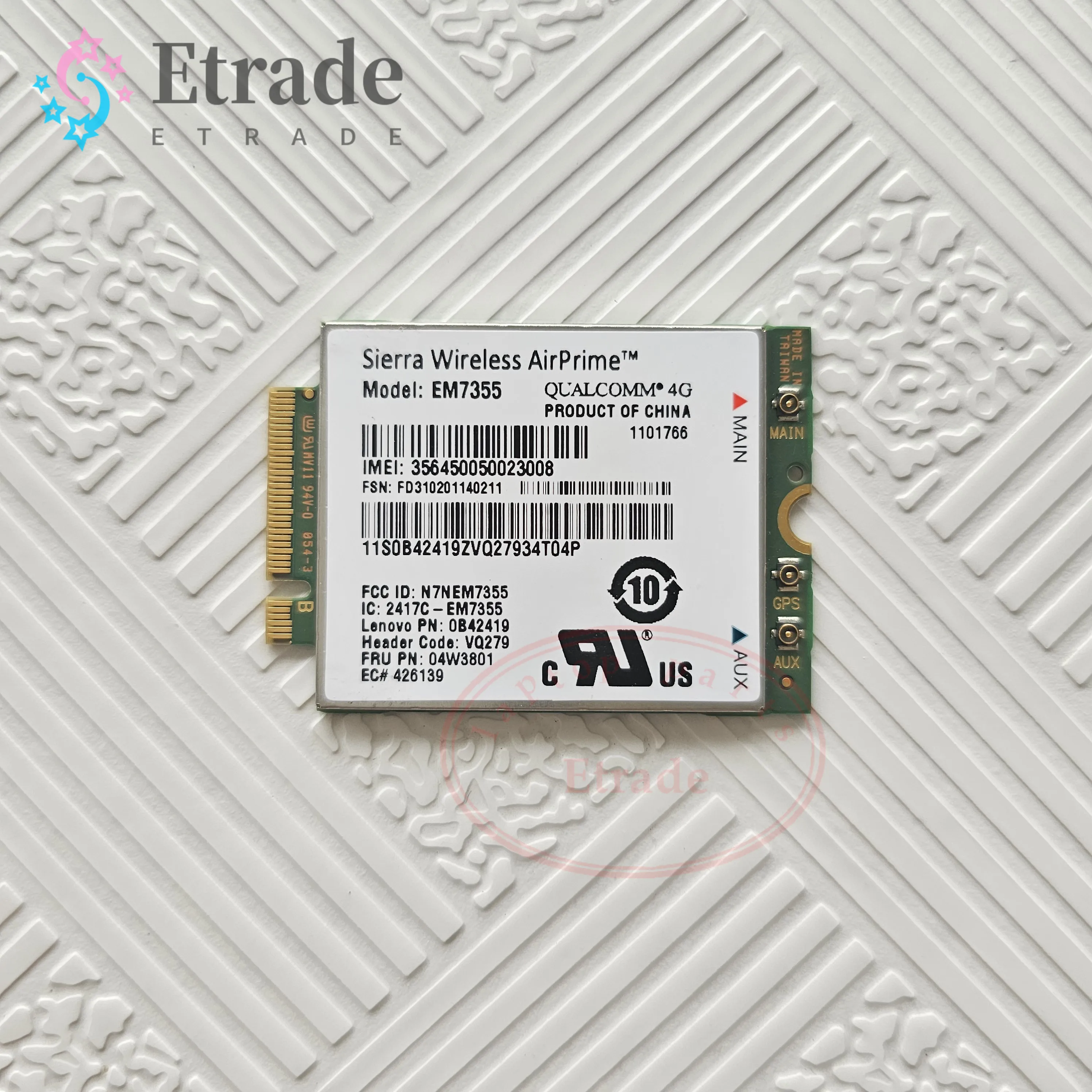 For SIERRA EM7355 04W3801 4G WWAN Card for THINKPAD X1 X240 W540 T440P T431S L440
For SIERRA EM7355 04W3801 4G WWAN Card for THINKPAD X1 X240 W540 T440P T431S L440