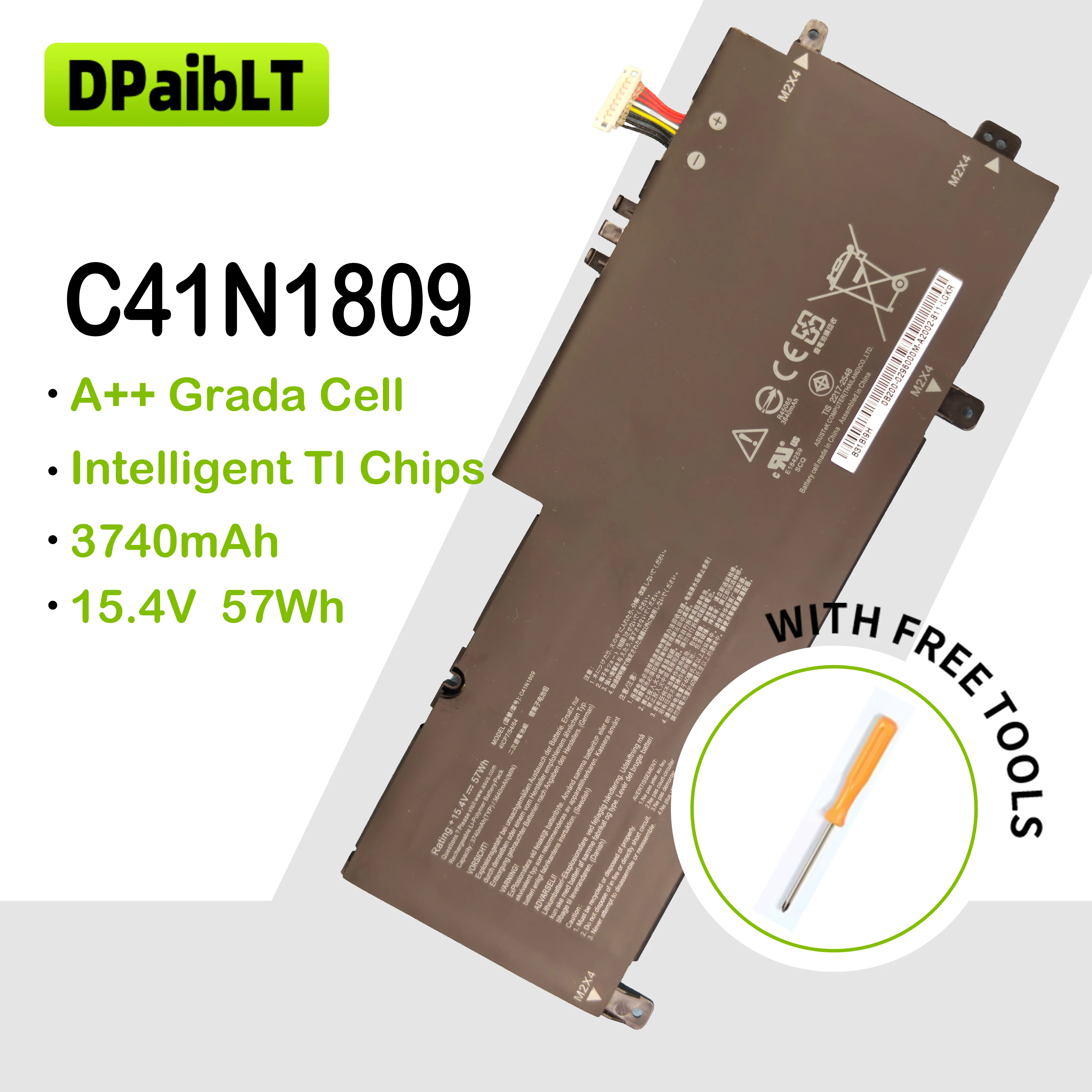 DPaibLT NEW 57Wh 15.4V 3740mAh C41N1809 LAPTOP BATTERY FOR ASUS Zenbook Flip 15 UX562FD,UX562 UX562FN UX562FDX Q536FD Series
DPaibLT NEW 57Wh 15.4V 3740mAh C41N1809 LAPTOP BATTERY FOR ASUS Zenbook Flip 15 UX562FD,UX562 UX562FN UX562FDX Q536FD Series