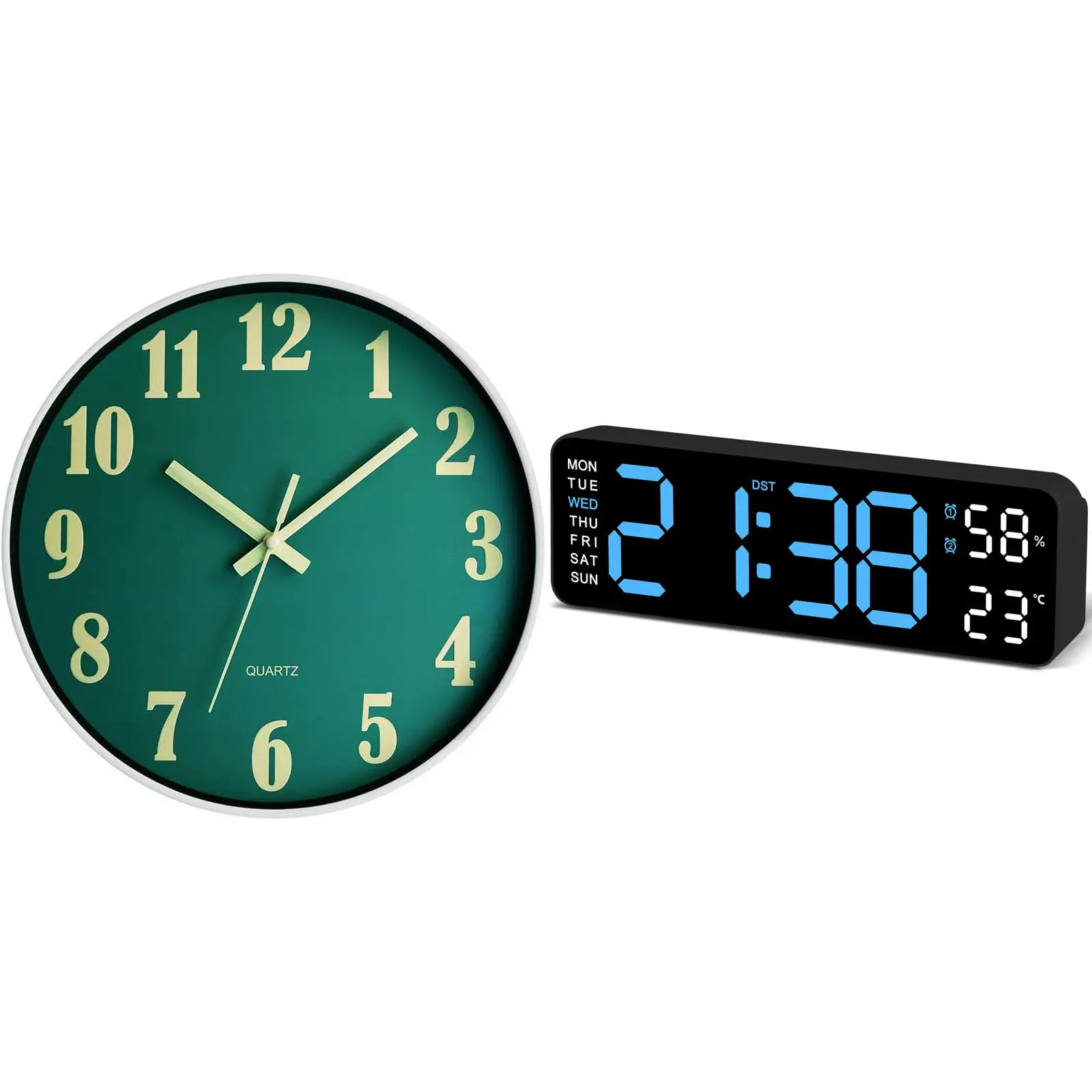 12 Inch Glow In The Dark Wall Clock And 9 Inch LED Digital Clock Silent Modern Large Display For Living Room
12 Inch Glow In The Dark Wall Clock And 9 Inch LED Digital Clock Silent Modern Large Display For Living Room