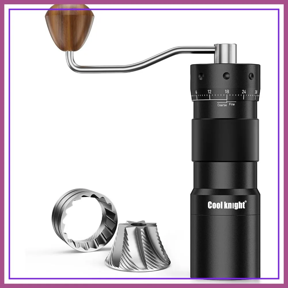 Manual Coffee Grinder, Stainless Steel Conical Burr, 72-Click External Adjustment, 25g Capacity, Aluminum Body, Walnut Handle, Magnetic Catch Cup for Espresso & Pour Over
Manual Coffee Grinder, Stainless Steel Conical Burr, 72-Click External Adjustment, 25g Capacity, Aluminum Body, Walnut Handle, Magnetic Catch Cup for Espresso & Pour Over