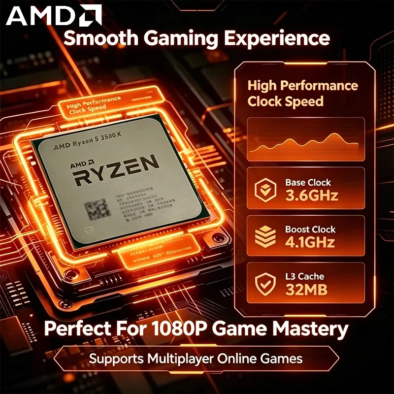 AMD Ryzen 5 3500X Processor 6-Core 6-Thread 3.6GHz Base 4.1GHz Max Boost, AM4 Socket 32MB L3 Cache 7nm 65W TDP Desktop CPU
AMD Ryzen 5 3500X Processor 6-Core 6-Thread 3.6GHz Base 4.1GHz Max Boost, AM4 Socket 32MB L3 Cache 7nm 65W TDP Desktop CPU