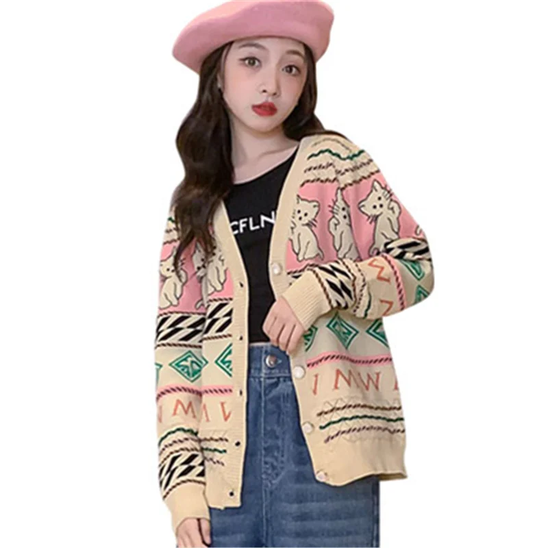 Vintage Child Cartoon Cat Cardigan Sweater For Girl Cute Fashion Kids New Spring Knitted Clothes Teenager Classic Retro Knitwear
Vintage Child Cartoon Cat Cardigan Sweater For Girl Cute Fashion Kids New Spring Knitted Clothes Teenager Classic Retro Knitwear