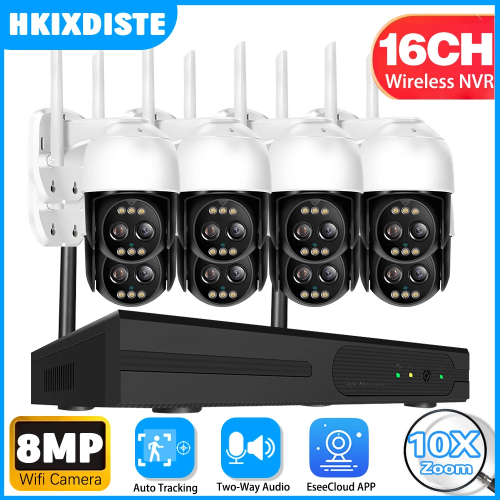 4K 8MP Dual-Lens PTZ WiFi IP 10X Zoom AI Auto Tracking Camera with 2-Way Audio Waterproof Design 16CH P2P NVR Surveillance Kit
4K 8MP Dual-Lens PTZ WiFi IP 10X Zoom AI Auto Tracking Camera with 2-Way Audio Waterproof Design 16CH P2P NVR Surveillance Kit