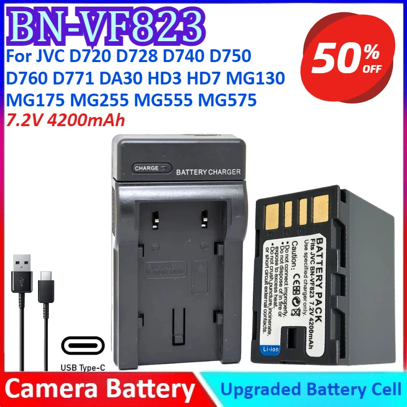 BN-VF823 7.2V 4200mAh Camera Battery+Charger For JVC D720 D728 D740 D750 D760 D771 DA30 HD3 HD7 MG130 MG175 MG255 MG555 MG575
BN-VF823 7.2V 4200mAh Camera Battery+Charger For JVC D720 D728 D740 D750 D760 D771 DA30 HD3 HD7 MG130 MG175 MG255 MG555 MG575