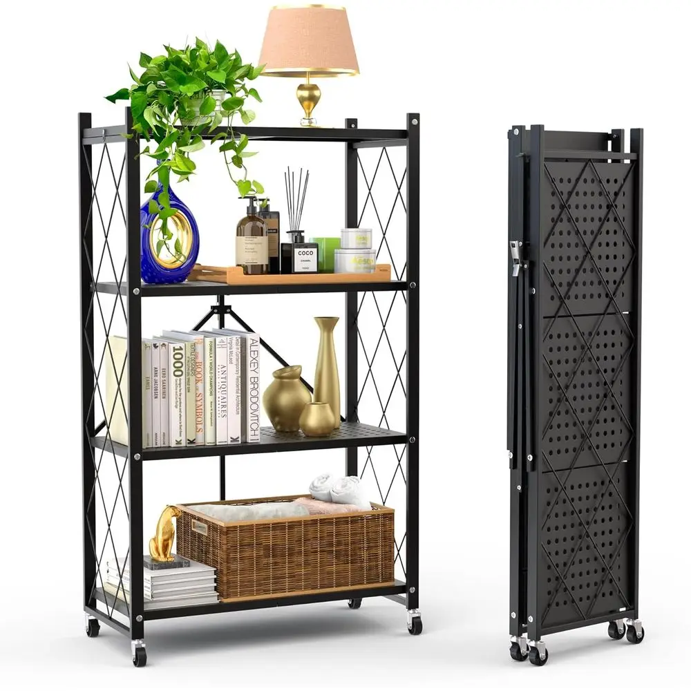 4-Tier oldable Storage Shel with Wheels | Metal Rack Collapsible Shelving Display | Rolling Cart or Books Kitchen Storage Shelve
4-Tier oldable Storage Shel with Wheels | Metal Rack Collapsible Shelving Display | Rolling Cart or Books Kitchen Storage Shelve