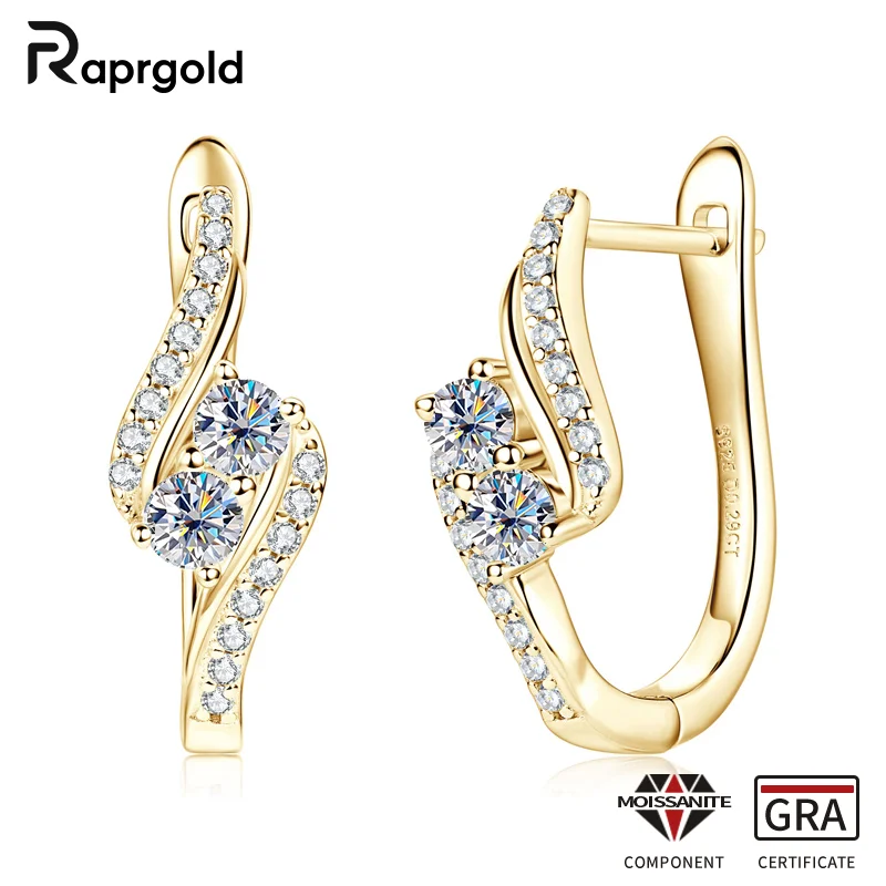 RAPRGOLD Certified Round Moissanite Classic Hoop Earrings for Women 925 Sterling Silver Earring Wedding Jewelry Gifts Pendientes
RAPRGOLD Certified Round Moissanite Classic Hoop Earrings for Women 925 Sterling Silver Earring Wedding Jewelry Gifts Pendientes