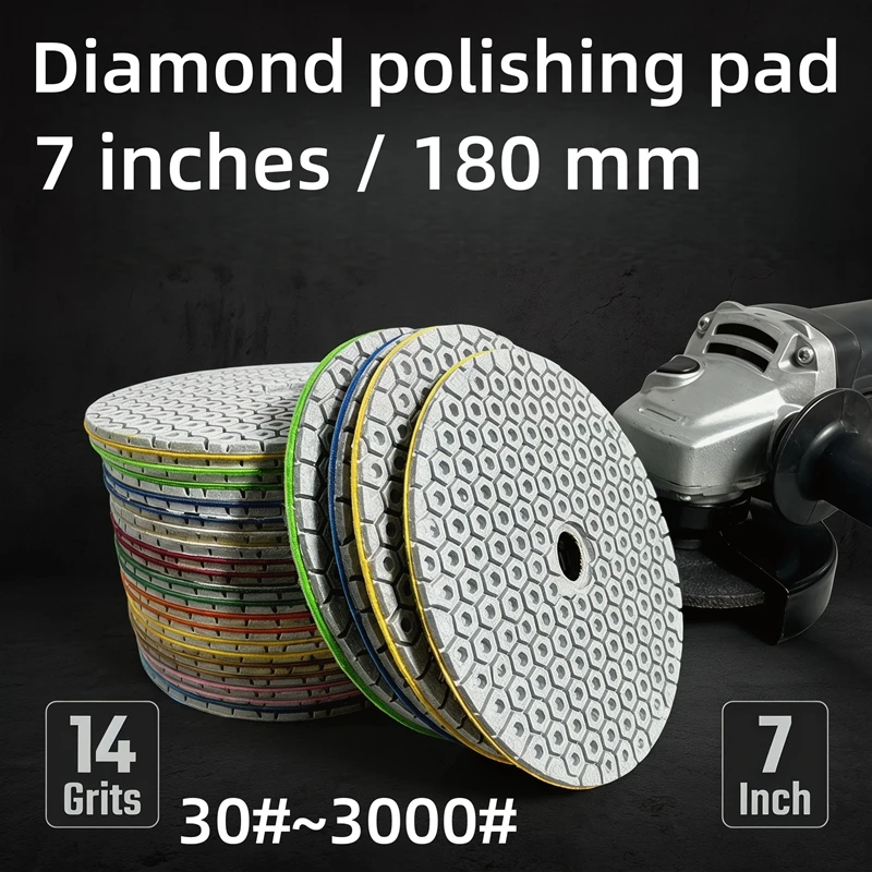 180mm 7 Inch Diamond Wet Polishing Pads for Granite Marble Concrete Stone Grinding Wheel Sanding Disc Abrasive Polish Tools
180mm 7 Inch Diamond Wet Polishing Pads for Granite Marble Concrete Stone Grinding Wheel Sanding Disc Abrasive Polish Tools