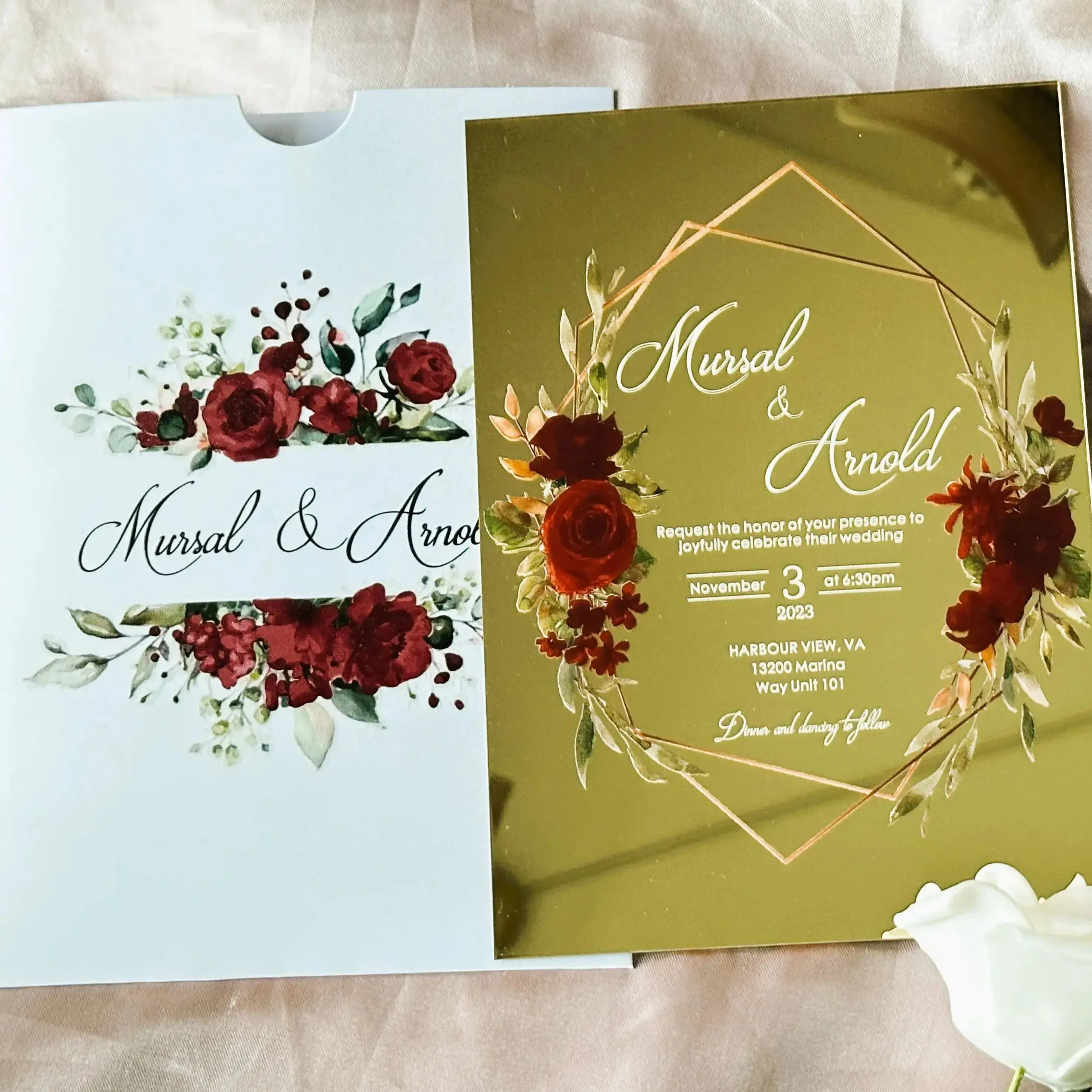 10pcs Mirror Gold Custom Acrylic Wedding Invitation Personalized Birthday Invitation Event Party Favor Decoration
10pcs Mirror Gold Custom Acrylic Wedding Invitation Personalized Birthday Invitation Event Party Favor Decoration