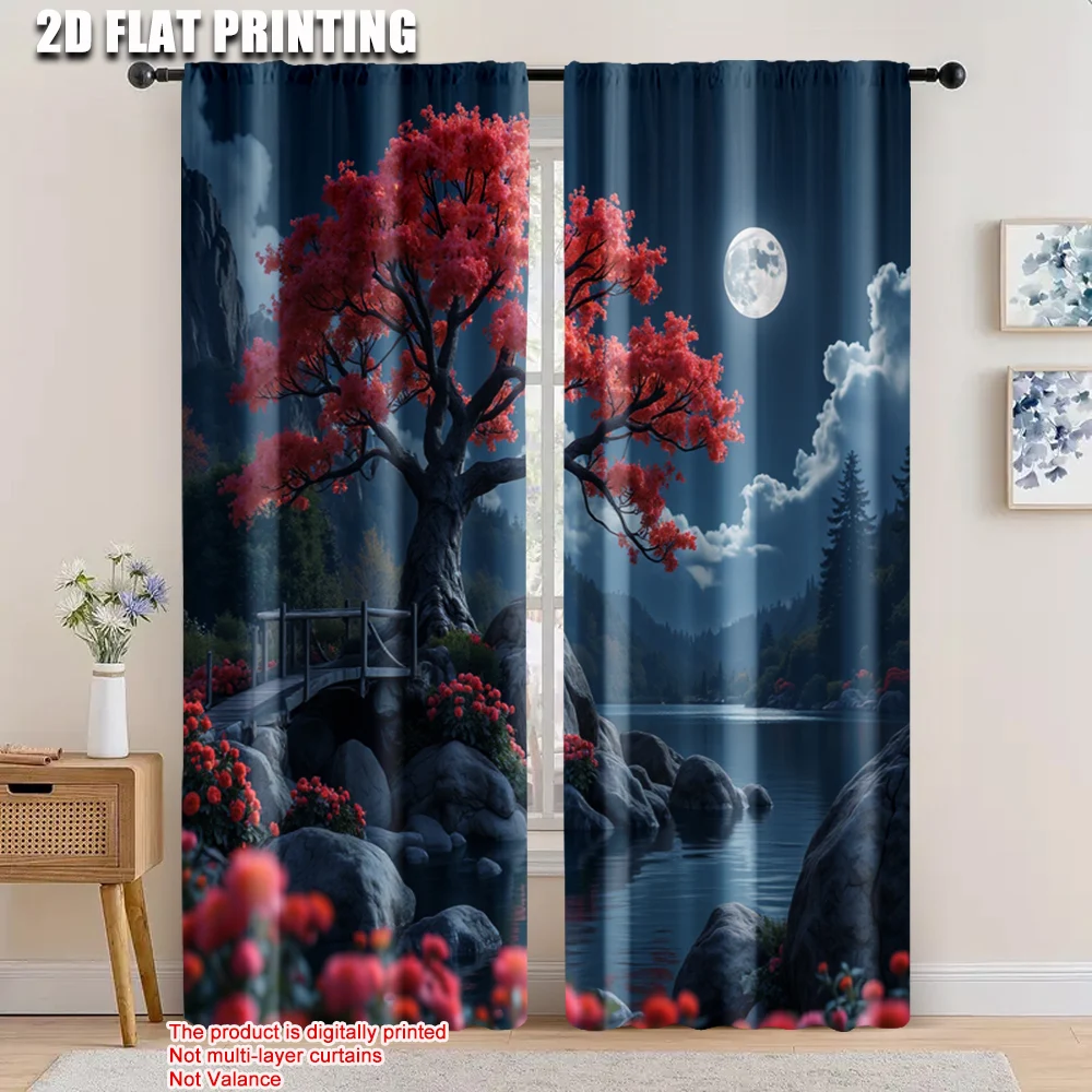 2pcs, 2D flat printing Window Curtains Red trees and moonlight at night Fabric,Without Electricity summer party decorations
2pcs, 2D flat printing Window Curtains Red trees and moonlight at night Fabric,Without Electricity summer party decorations