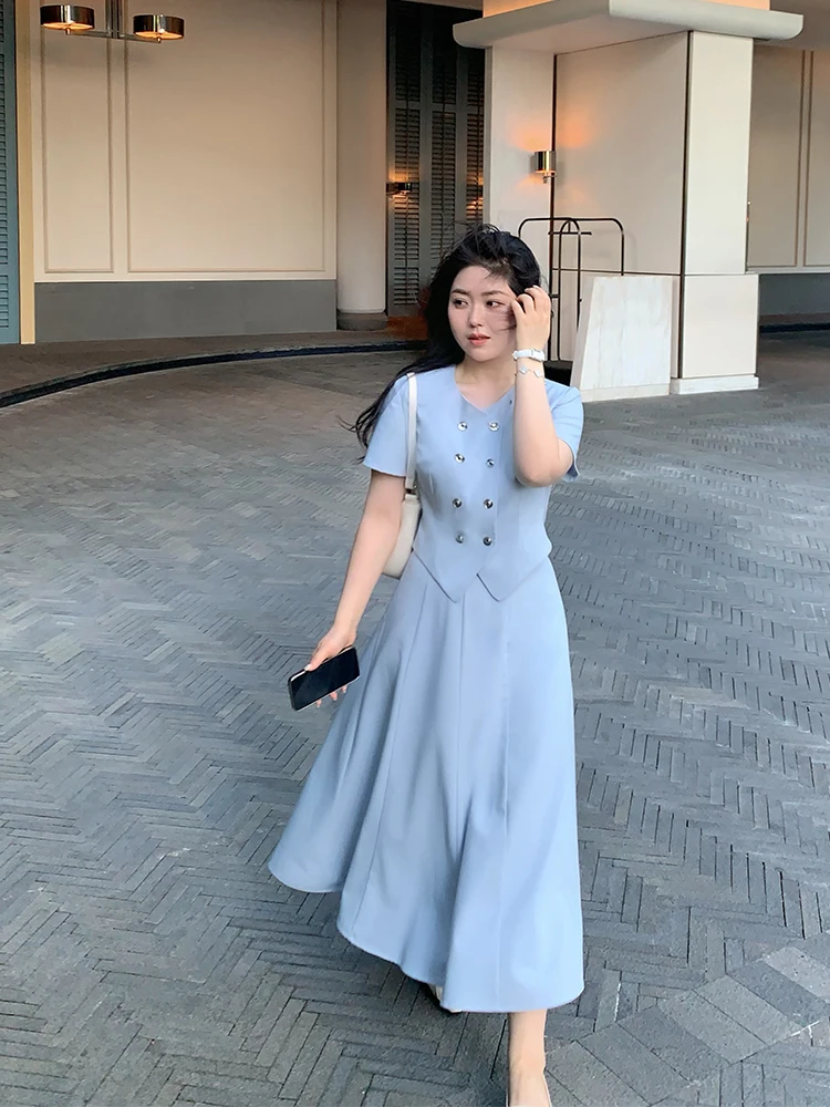 Elegant plus Size Commute Set with Half Skirt And Top by Apang Home Fashionable Polyester Fiber Short Sleeve round Neck
Elegant plus Size Commute Set with Half Skirt And Top by Apang Home Fashionable Polyester Fiber Short Sleeve round Neck