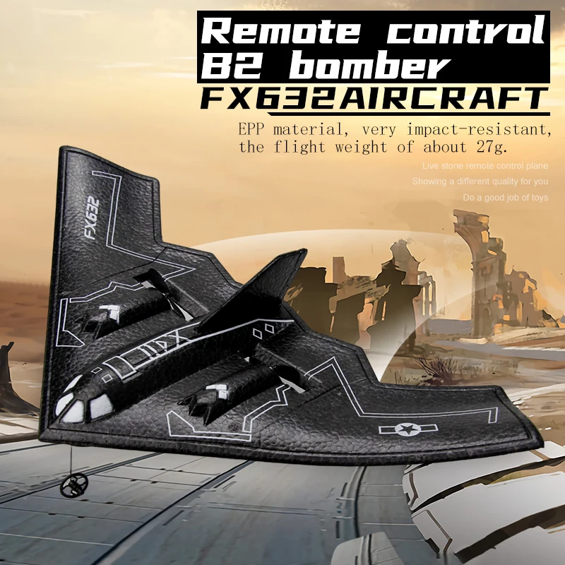 LIFEA FOLORA FX632 Delta Wing RC Airplane, B2 Fixed Wing Foam Glider Remote Control Aircraft Model, Kids Educational Toy
LIFEA FOLORA FX632 Delta Wing RC Airplane, B2 Fixed Wing Foam Glider Remote Control Aircraft Model, Kids Educational Toy