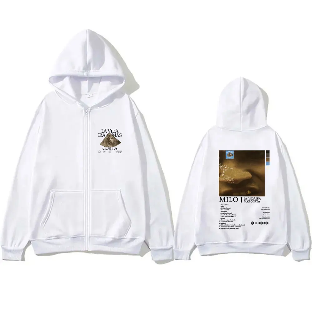 Rapper Milo J La Vida Era Mas Corta Album Zipper Hoodie Men Women Hip Hop Fashion Pop Music Zip Up Jacket Male Vintage Hoodies
Rapper Milo J La Vida Era Mas Corta Album Zipper Hoodie Men Women Hip Hop Fashion Pop Music Zip Up Jacket Male Vintage Hoodies