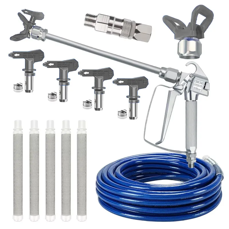 14-Piece Airless Paint Spray Gun Set, Swivel Joint, and 4PCS Nozzles- Includes 1 Tip Guard, 5 Filters, and 1PC Extension Rod
14-Piece Airless Paint Spray Gun Set, Swivel Joint, and 4PCS Nozzles- Includes 1 Tip Guard, 5 Filters, and 1PC Extension Rod