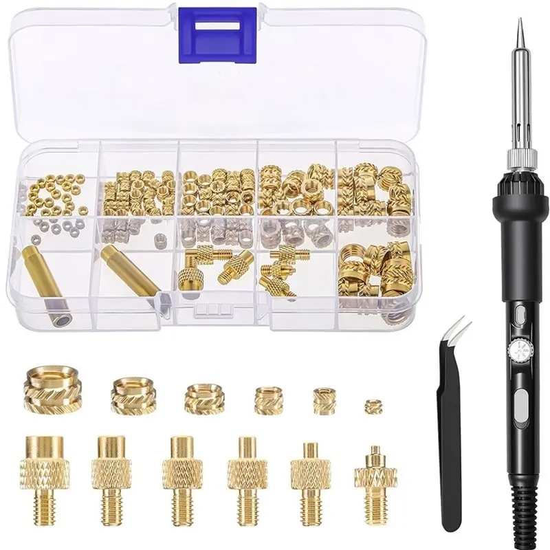 AT82-Thread Inserts Included- Heat-Set Insert Tip Set-With Soldering Iron And 130Pcs, For 3D Printer Parts For Plastic Parts EU
AT82-Thread Inserts Included- Heat-Set Insert Tip Set-With Soldering Iron And 130Pcs, For 3D Printer Parts For Plastic Parts EU