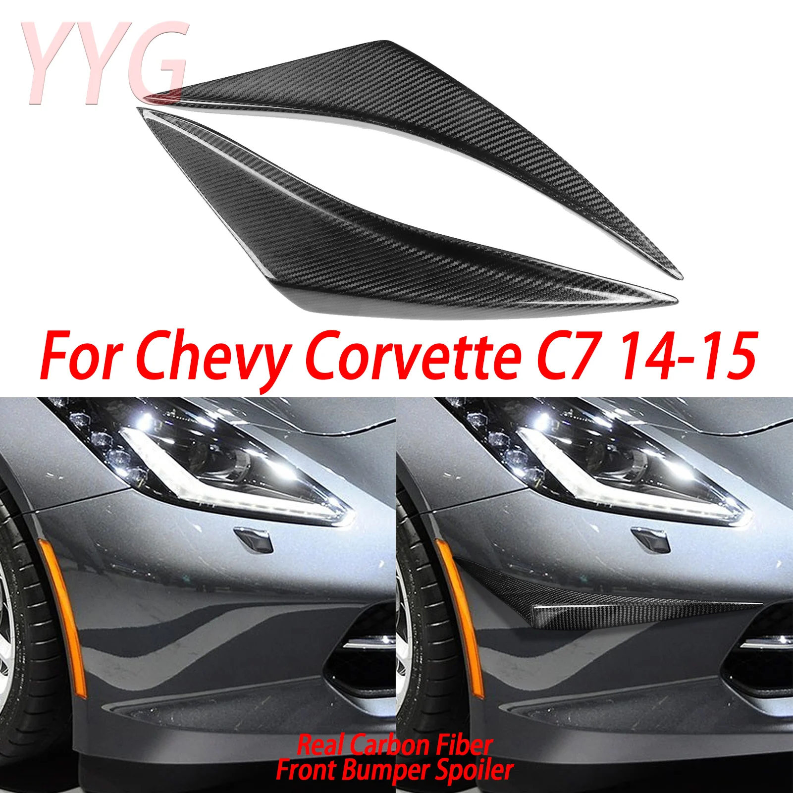 Real Carbon Fiber Car Front Side Canards Splitter Spoiler Modified Decoration Fit For CORVETTE C7 2014-2015 Exterior Trim
Real Carbon Fiber Car Front Side Canards Splitter Spoiler Modified Decoration Fit For CORVETTE C7 2014-2015 Exterior Trim