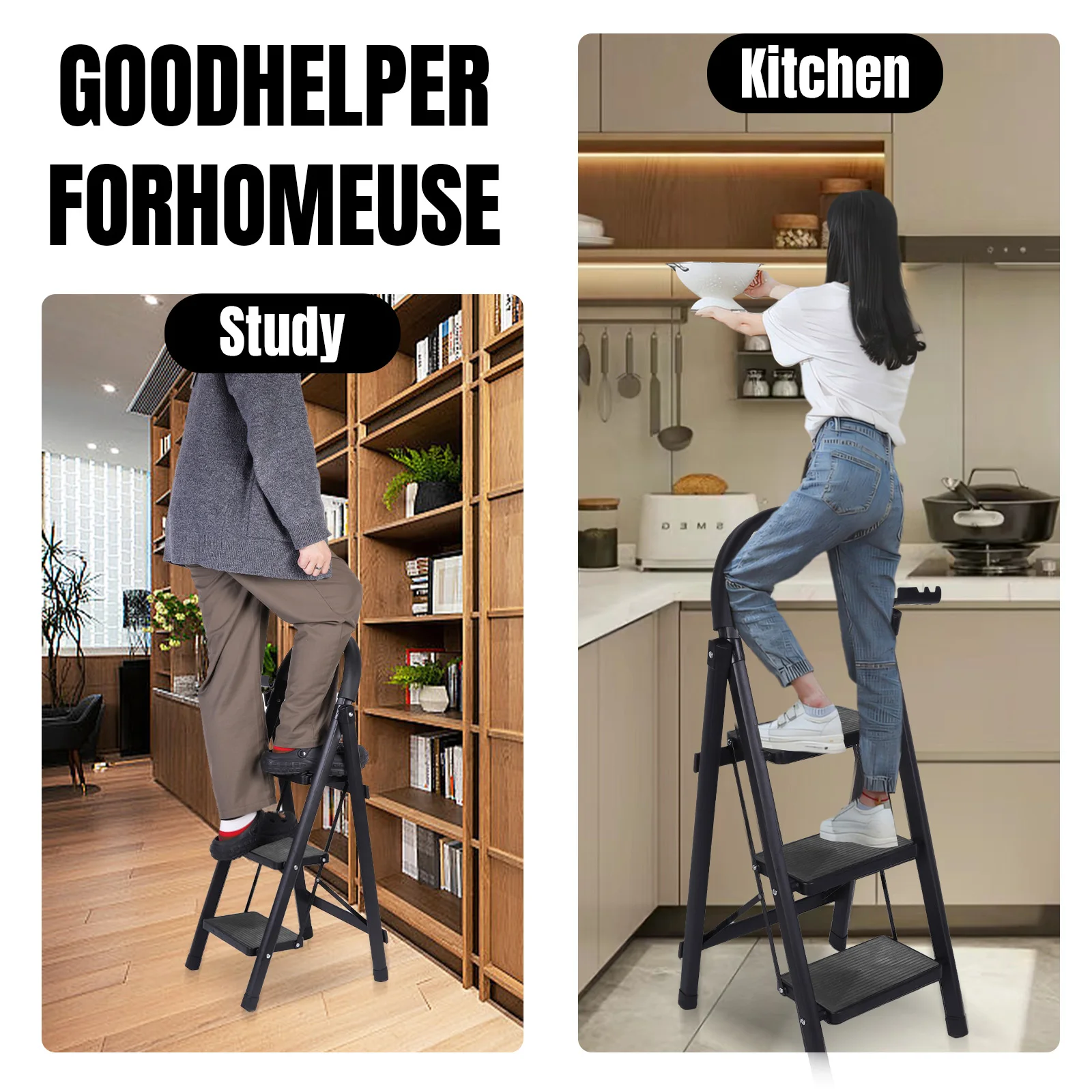 3 Step Folding Ladder Sturdy& Portable Stepping Stools 330lbs Capacity Wide Platform Steps for RV Attic Daily Use at Home
3 Step Folding Ladder Sturdy& Portable Stepping Stools 330lbs Capacity Wide Platform Steps for RV Attic Daily Use at Home