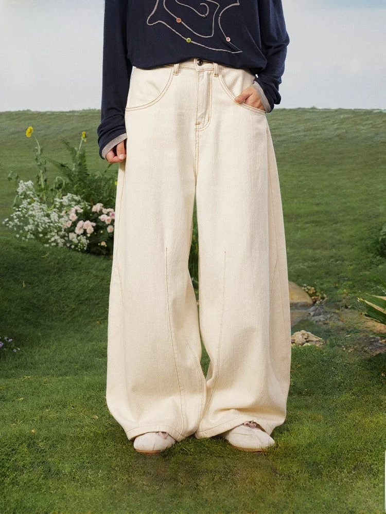 Saotome Pure Cotton Wide Leg Jeans Enzyme Wash Casual Style Natural Waist Zipper Closure Four Seasons Comfortable Soft Denim
Saotome Pure Cotton Wide Leg Jeans Enzyme Wash Casual Style Natural Waist Zipper Closure Four Seasons Comfortable Soft Denim