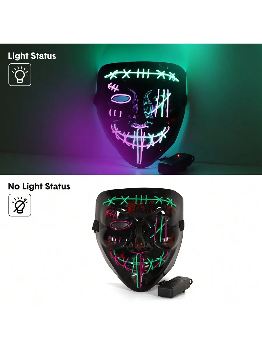 Halloween LED Light Up Scary Mask With EL Wire Glow Effect
Halloween LED Light Up Scary Mask With EL Wire Glow Effect