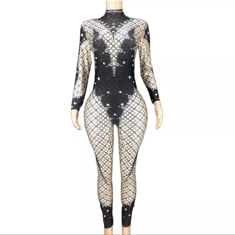 Sparkly Rhinestones black Spandex Jumpsuit Long Sleeve Women Birthday Prom Party Outfit Dancer Show Sexy Performance Stage Wea
Sparkly Rhinestones black Spandex Jumpsuit Long Sleeve Women Birthday Prom Party Outfit Dancer Show Sexy Performance Stage Wea