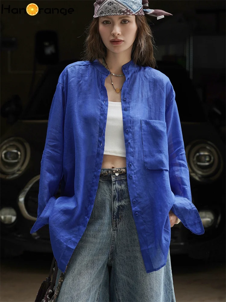 HanOrange 2025 Summer Vintage Hazy Transparent Ramie Shirt Women Cool Breathable Comfortable Dry Top Apricot/Blue
HanOrange 2025 Summer Vintage Hazy Transparent Ramie Shirt Women Cool Breathable Comfortable Dry Top Apricot/Blue