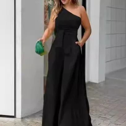 Women's Jumpsuit Sleeveless Off Shoulder High Waist Wide Leg Jumpsuits Front Pocket Romper Asymmetrical Neckline Long Romper
Women's Jumpsuit Sleeveless Off Shoulder High Waist Wide Leg Jumpsuits Front Pocket Romper Asymmetrical Neckline Long Romper