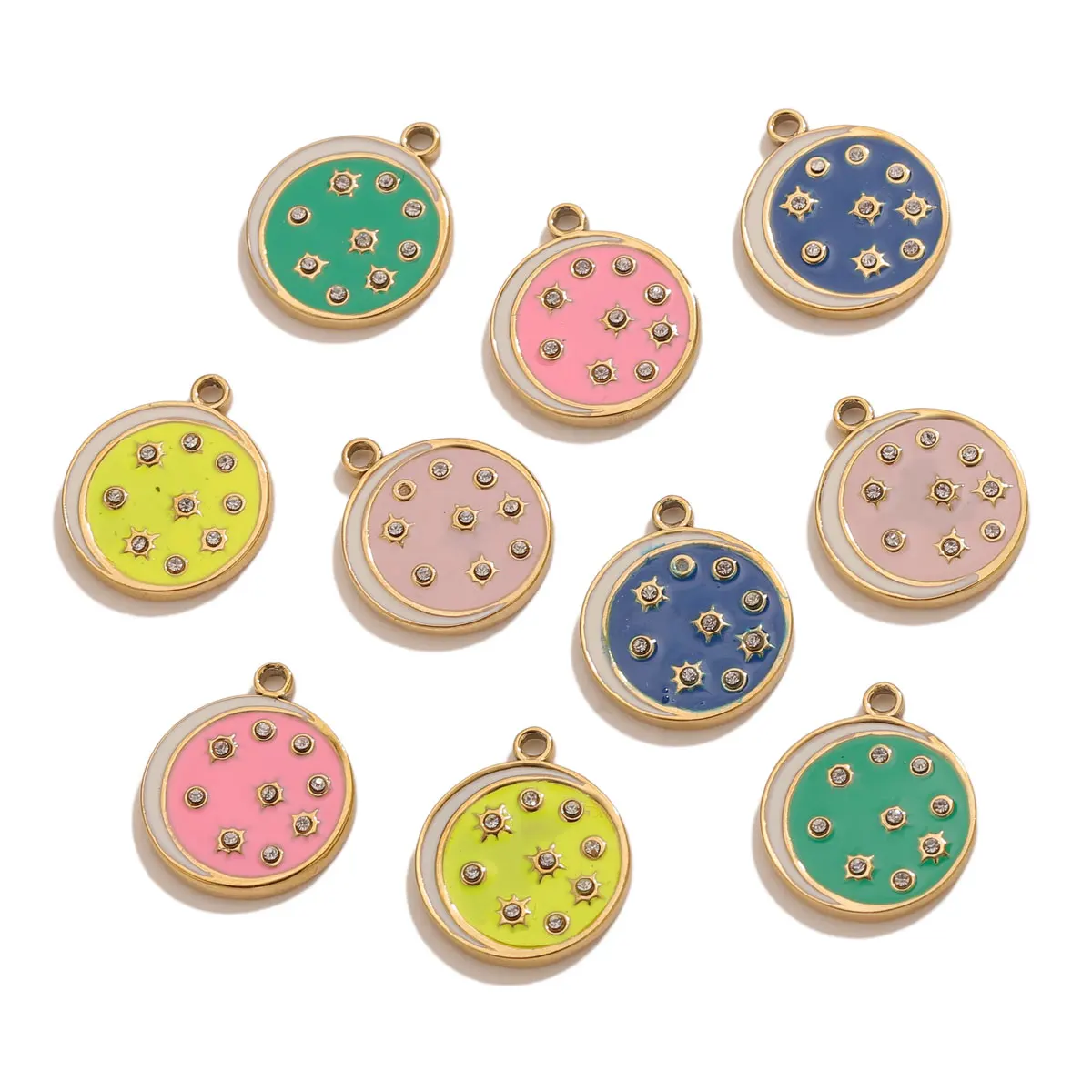 4pcs Stainless Steel Enamal Star Moon Charms Round Zircon Pendants For Jewelry Making Vintage Charms Earring Connector Findings
4pcs Stainless Steel Enamal Star Moon Charms Round Zircon Pendants For Jewelry Making Vintage Charms Earring Connector Findings