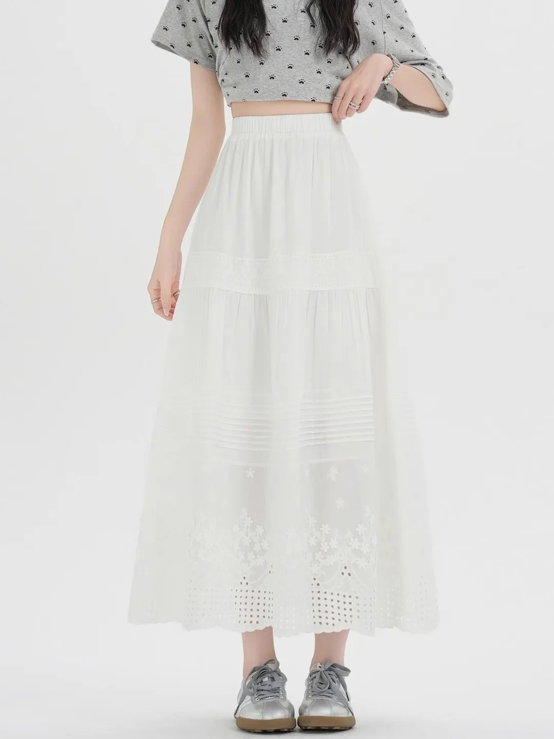 White Pleated Half-length Casual Skirt Women's Spring Summer New Style High-waist Elastic Slimming A-line Long Skirt
White Pleated Half-length Casual Skirt Women's Spring Summer New Style High-waist Elastic Slimming A-line Long Skirt