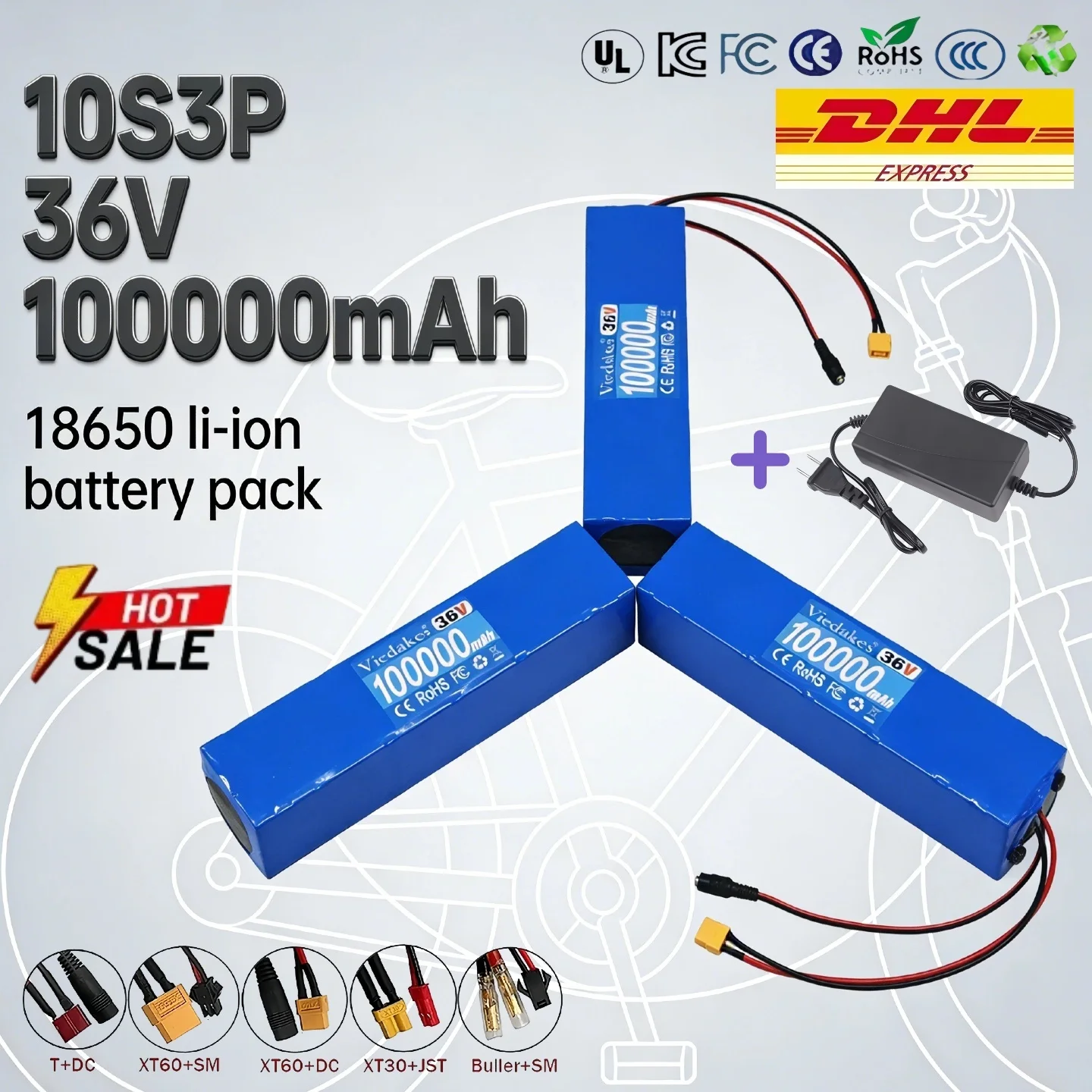 2025 New VIEDAKES 10S3P 36V 100 Ah Electric Scooter Battery Pack 18650 Suitable for M365
2025 New VIEDAKES 10S3P 36V 100 Ah Electric Scooter Battery Pack 18650 Suitable for M365