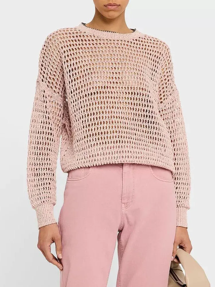 Woman clothingy2k spring and summer drop shoulder hollow knit sweater round neck long sleeve Women top simple fashion T-shirt
Woman clothingy2k spring and summer drop shoulder hollow knit sweater round neck long sleeve Women top simple fashion T-shirt