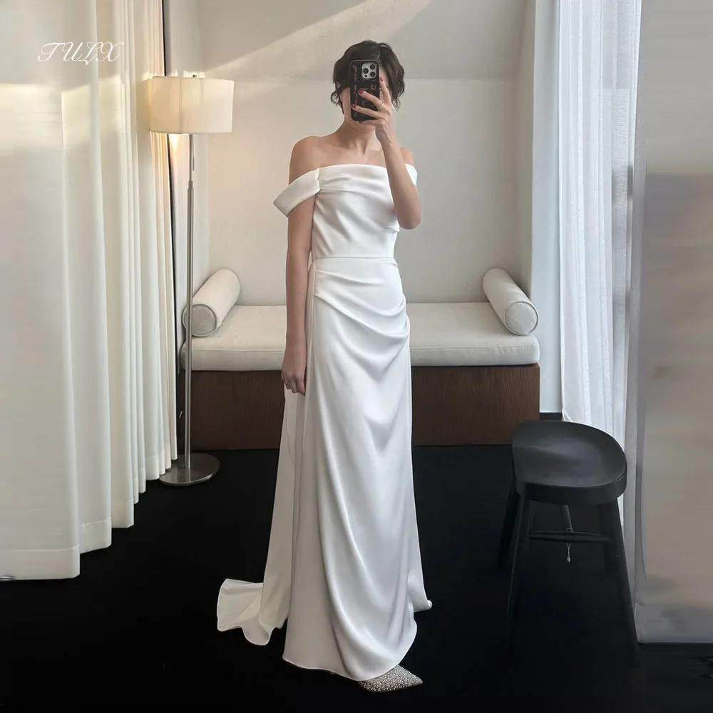 TULX Ivory Satin Off Shoulder Wedding Dress Korea Photo Shoot Elegant Mermaid Long Bridal Gowns Corset Customized 웨딩드레스
TULX Ivory Satin Off Shoulder Wedding Dress Korea Photo Shoot Elegant Mermaid Long Bridal Gowns Corset Customized 웨딩드레스