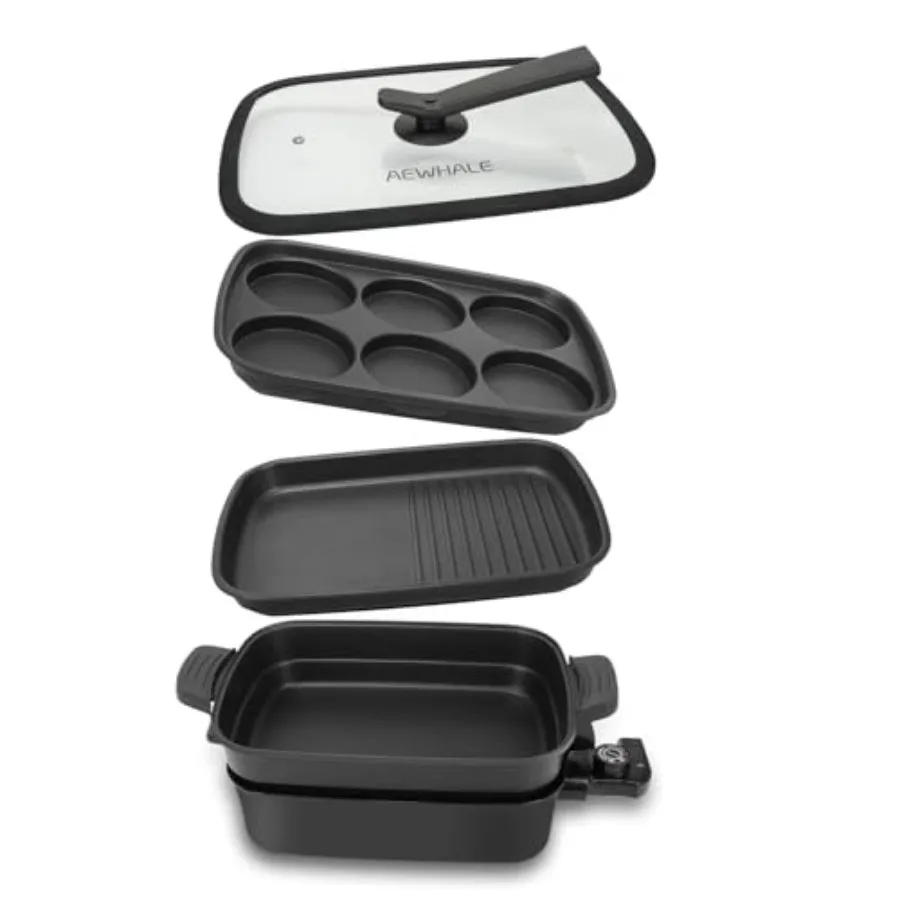 3-in-1 Multifunctional Electric GrillElectric Skillet Nonstick with Lids 1400W Party Griddle for Cooking Meats andPancake
3-in-1 Multifunctional Electric GrillElectric Skillet Nonstick with Lids 1400W Party Griddle for Cooking Meats andPancake