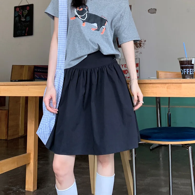 Summer Black Elastic Waist Botton A-line Mini Skirt For Woman Harajuk Korean Fashion Casual Short Skirt Female
Summer Black Elastic Waist Botton A-line Mini Skirt For Woman Harajuk Korean Fashion Casual Short Skirt Female