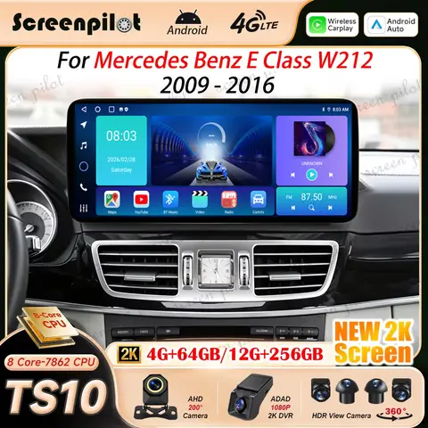 Radio estéreo para coche con pantalla de 12.3'' Android 16 para Mercedes Benz Clase E W212 2009 2010 2011 2012-2016, unidad principal estéreo, multimedia, GPS, 5G