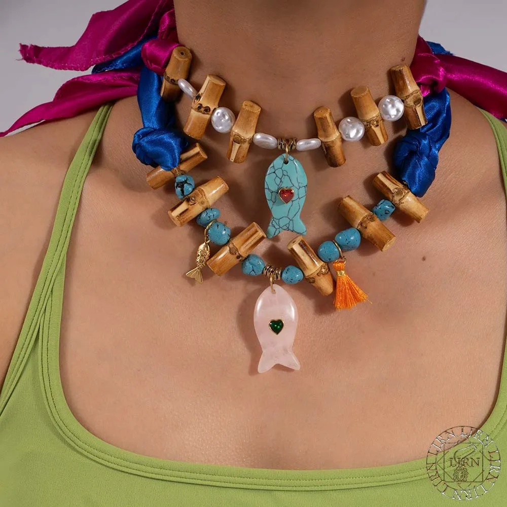 2025 New Necklace Silk Scarf Colorful Natura Stone Beaded Bamboo Fish Pendant Rope Handmade Choker for Women Jewelry Collar pez
2025 New Necklace Silk Scarf Colorful Natura Stone Beaded Bamboo Fish Pendant Rope Handmade Choker for Women Jewelry Collar pez