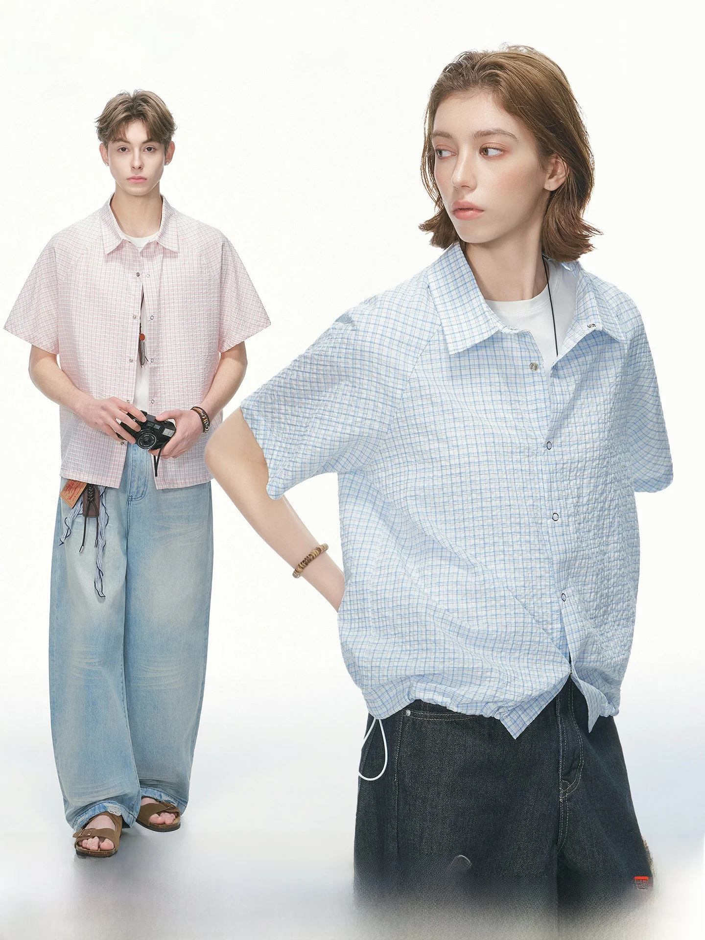 Dream Made Bubble Cloth Plaid Short Sleeve Shirt Thin Summer Men Women Couples Shirt Coat Breathable Comfortable Cotton Polye...
Dream Made Bubble Cloth Plaid Short Sleeve Shirt Thin Summer Men Women Couples Shirt Coat Breathable Comfortable Cotton Polye...
