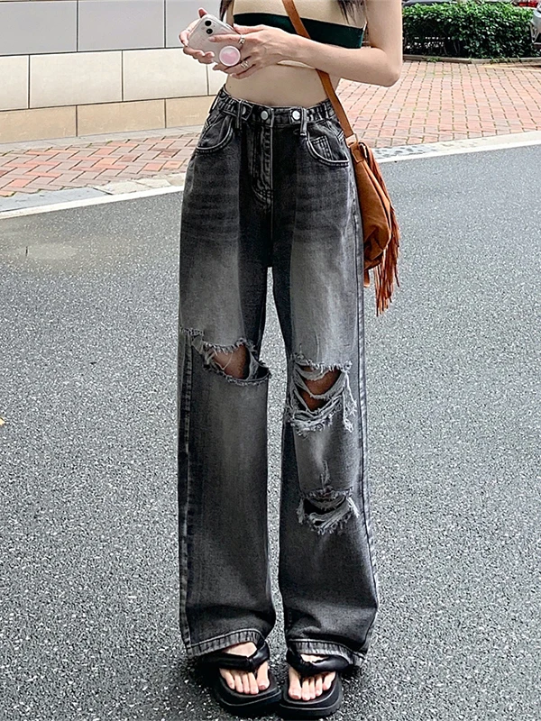 plus Size Vintage American Denim Jeans Women's Summer High Waist Loose Straight Leg Wide Leg Pants Torn Hole Washed Effect
plus Size Vintage American Denim Jeans Women's Summer High Waist Loose Straight Leg Wide Leg Pants Torn Hole Washed Effect
