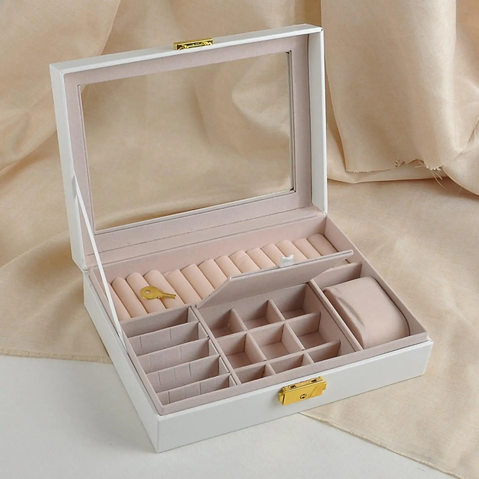 Jewelry Display Case Storage Box Top Transparent Lid Single Layer for Women Necklace Earrings Bracelets Rings PU Leather
Jewelry Display Case Storage Box Top Transparent Lid Single Layer for Women Necklace Earrings Bracelets Rings PU Leather