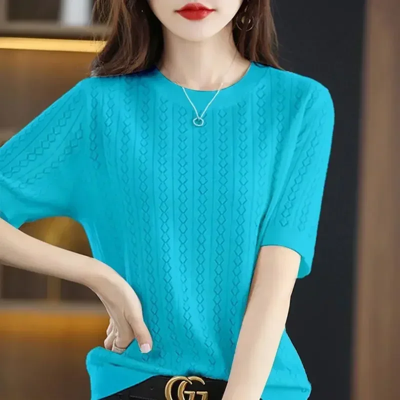 Fashion O-Neck Knitted Solid Color All-match Blouse Women's Clothing 2023 Summer New Oversized Casual Pullovers Korean Shirt
Fashion O-Neck Knitted Solid Color All-match Blouse Women's Clothing 2023 Summer New Oversized Casual Pullovers Korean Shirt