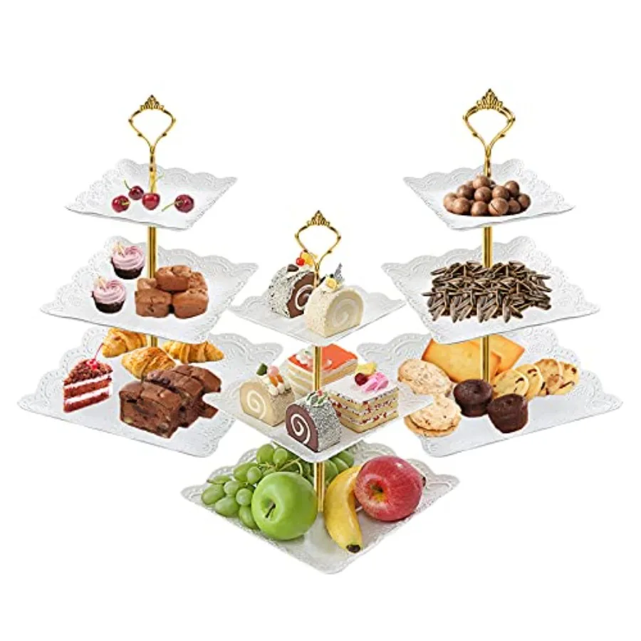 3Pcs White Square 3 Tiered Cake Stands, 3 Tier Serving Tray Cupcake Holder Dessert Stand Fruit Candy Display Table Decorations
3Pcs White Square 3 Tiered Cake Stands, 3 Tier Serving Tray Cupcake Holder Dessert Stand Fruit Candy Display Table Decorations
