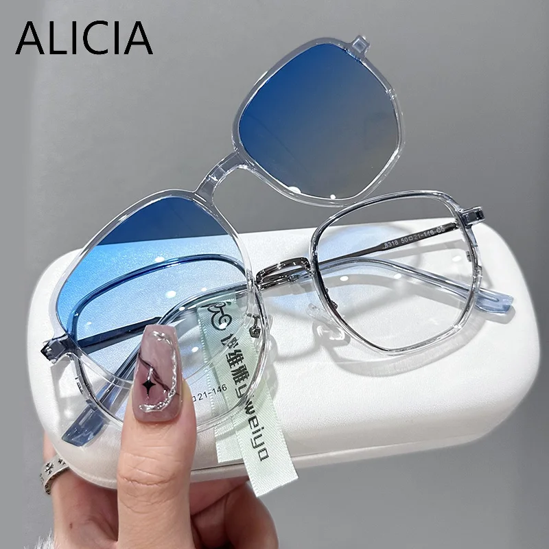 ALICIA New Man Woman Fashion Polygon Full Frame Magnetic Clip-on Glasses Polarized Sunglasses Optical Prescription Frames
ALICIA New Man Woman Fashion Polygon Full Frame Magnetic Clip-on Glasses Polarized Sunglasses Optical Prescription Frames