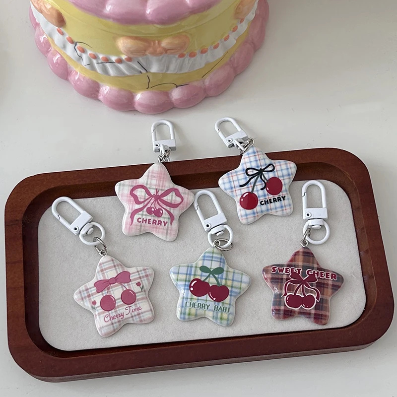 1Pc Sweet Cherry Pentagram Star Pendant Keychain Car Key Ring For Women Girls Versatile Backpack Decoration Accessories Gifts
1Pc Sweet Cherry Pentagram Star Pendant Keychain Car Key Ring For Women Girls Versatile Backpack Decoration Accessories Gifts